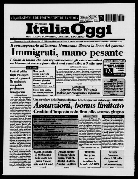 Italia oggi : quotidiano di economia finanza e politica